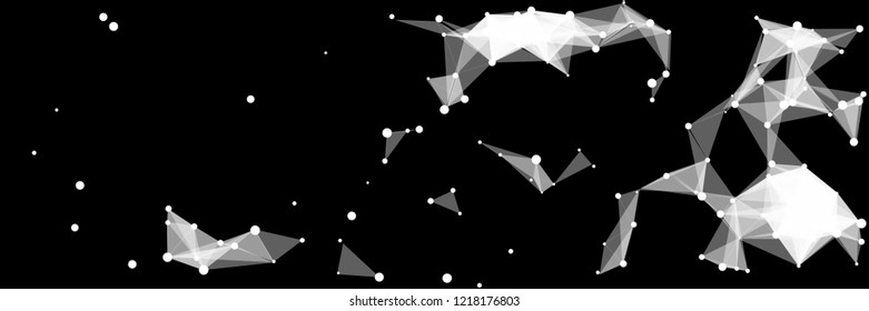 Vector illustration of an abstract plexus structure forming a geometric pattern on a black background. Network connection between dots and lines.