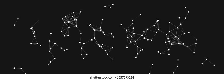 Vector illustration of an abstract plexus structure forming a geometric pattern on a black background. Network connection between dots and lines. Suitable for illustration of block chain technology.
