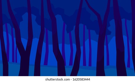 vector illustration abstract polygon night landscape tree foliage forest