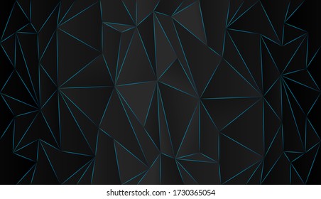 Vector illustration of abstract polygonal black blue background.
