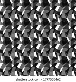 Vector illustration of an abstract polygonal seamless pattern. Triangular white outlines on a black background.  Minimalistic fabric, plaid, cover, wrapping paper or tile design.