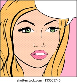 Vector Illustration of an Abstract Pop Art Woman