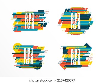 Vector illustration. Abstract pop art graphic frame set. Shape and outline geometric shapes isolated on white background. Design element  for posters, flyers, banners, social media templates. 