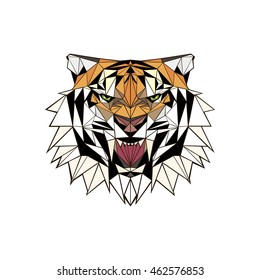 vector illustration abstract portrait of a tiger