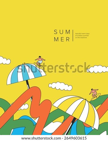 Vector illustration. Abstract postcard, cover, poster summer, hello summer, summer mood. Modern design.