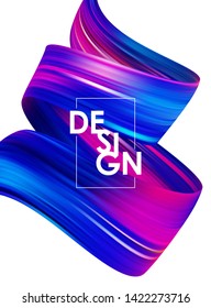 Vector illustration: Abstract poster background with 3d twisted color flow liquid shape. Acrylic brush paint design