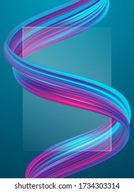 Vector illustration: Abstract poster background with 3d twisted colorful flow liquid shape. Acrylic paint design