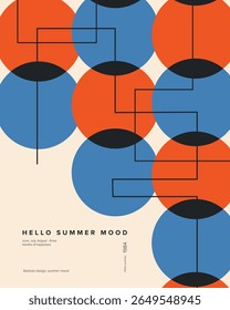 Vector illustration. Abstract poster, hello summer, retro style. Poster, banner, postcard, cover.