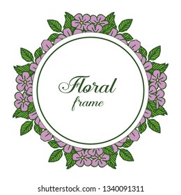 Vector illustration abstract purple floral frame isolated on white background hand drawn