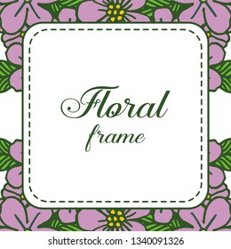Vector illustration abstract purple floral frame isolated on white background hand drawn