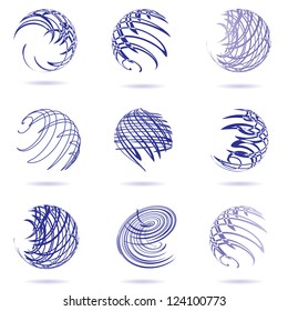 Vector illustration of abstract purple spheres
