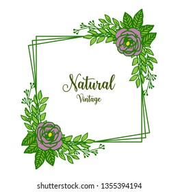 Vector illustration abstract purple wreath frame for card of natural vintage hand drawn