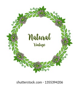 Vector illustration abstract purple wreath frame for card of natural vintage hand drawn
