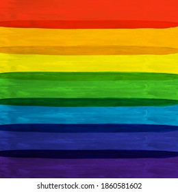 Vector illustration. Abstract rainbow background. Colorful brush strokes. Grunge texture. Decorative art wallpaper. Horizontal geometric lines. Watercolor painting. Design for social media, blog post
