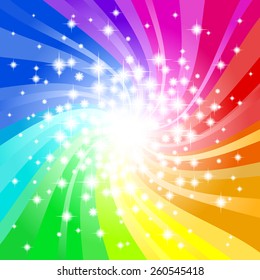 vector illustration of a abstract rainbow colored star background 