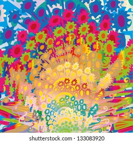 Vector illustration of an abstract rainbow / peacock pattern.