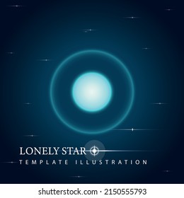 Vector illustration of abstract realistic space blue star on galaxy background. Modern futuristic template design with text. Background for printing, brochures, flyers, typography, web design.