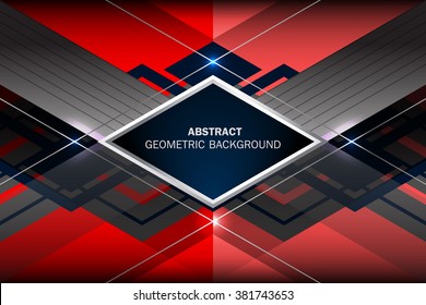 Vector illustration of Abstract Red Background with geometric shapes and lights effect for business banner, poster, cover and advertising web design