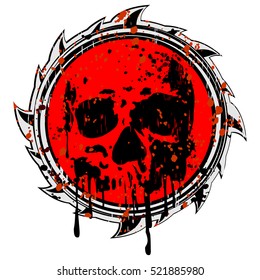 Vector illustration abstract red and black symbol to skull