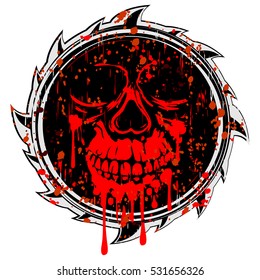 Vector illustration abstract red and black sign to skull