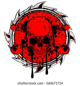 Vector illustration abstract red and black sign to skull