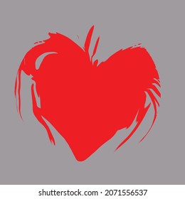 Ilustración vectorial del corazón rojo abstracto sobre fondo gris.