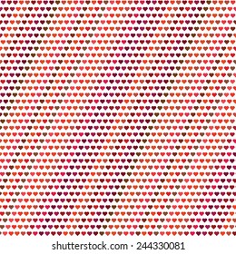 Vector Illustration  with  Abstract Red Hearts Background