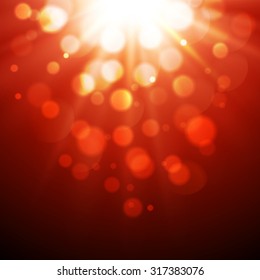 Vector  illustration Abstract red magic light background with bokeh effect