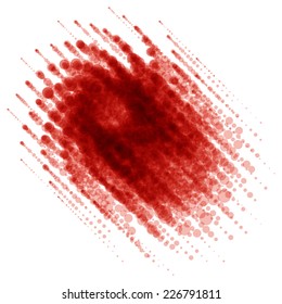 Vector illustration of abstract red spiral bloodstains isolated on white