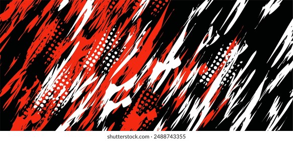 Vector illustration of abstract red and white texture on black background