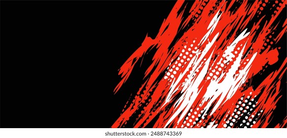 Vector illustration of abstract red and white texture on black background