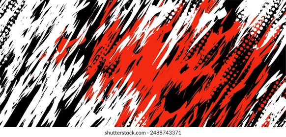 Ilustración vectorial de textura abstracta roja y blanca sobre fondo negro