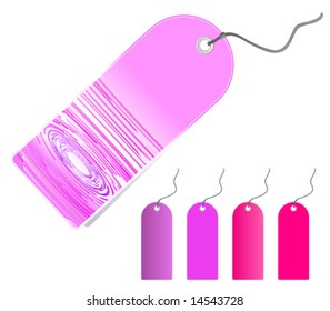 Vector illustration of an abstract retail tag with leash and additional colorful tags. Set 2.