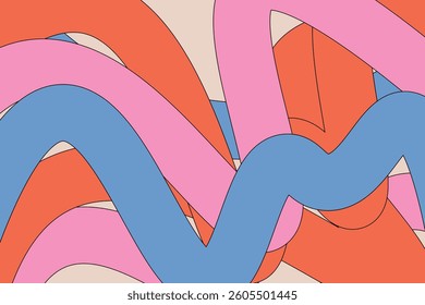 Vector illustration. Abstract retro background, lines, retro style. Background, postcard, cover, horizontal banner.