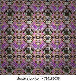 Vector illustration. Abstract retro seamless pattern of geometric shapes. Geometric hipster tiles background. Colorful mosaic backdrop in neutral, beige and white colors.