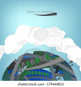 Vector illustration of Abstract roads on the Earth