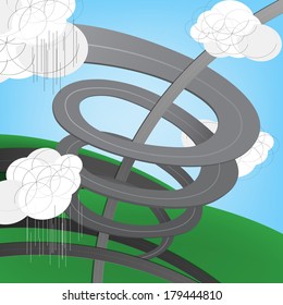 Vector illustration of Abstract roads and spiral road