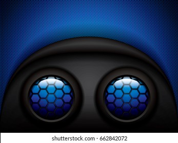 Vector illustration of abstract robot face, close up from eyes, futuristic machine concept.