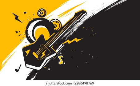 Vector illustration of abstract rock music background design template for music festival or concert banner.