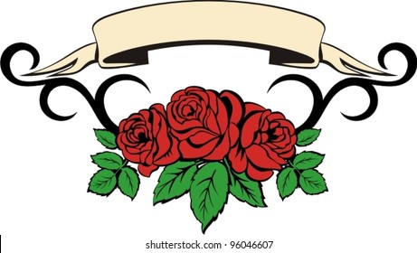 Vector illustration of abstract  rose and  banner for your text