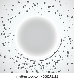 Vector illustration. Abstract round frame surrounded by drops of paint