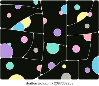 Vector illustration with abstract rounded shapes and circles. Easy to color and customize.