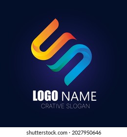 Vector illustration of abstract S Letter Logo design on blue backgroud.