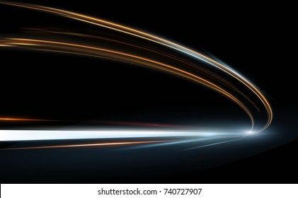 Vector Illustration of abstract, science, futuristic, energy technology concept. Digital image of arrow sign, lines with light, speed background.