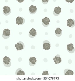 Vector illustration. Abstract seamless background with flying neutral roses. Seamless pattern with neutral roses.