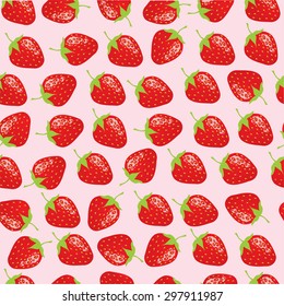 vector illustration of abstract seamless juicy strawberries background