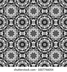 Vector illustration. Abstract seamless pattern consisting of gray, black and white tiles.