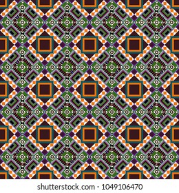 Vector illustration. Abstract seamless pattern consisting of brown, white and green tiles.