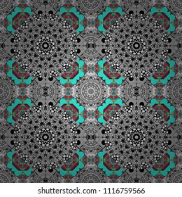 Vector illustration. Abstract seamless pattern consisting of black, gray and blue tiles.