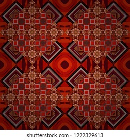 Vector illustration. Abstract seamless pattern consisting of pink, red and brown tiles.